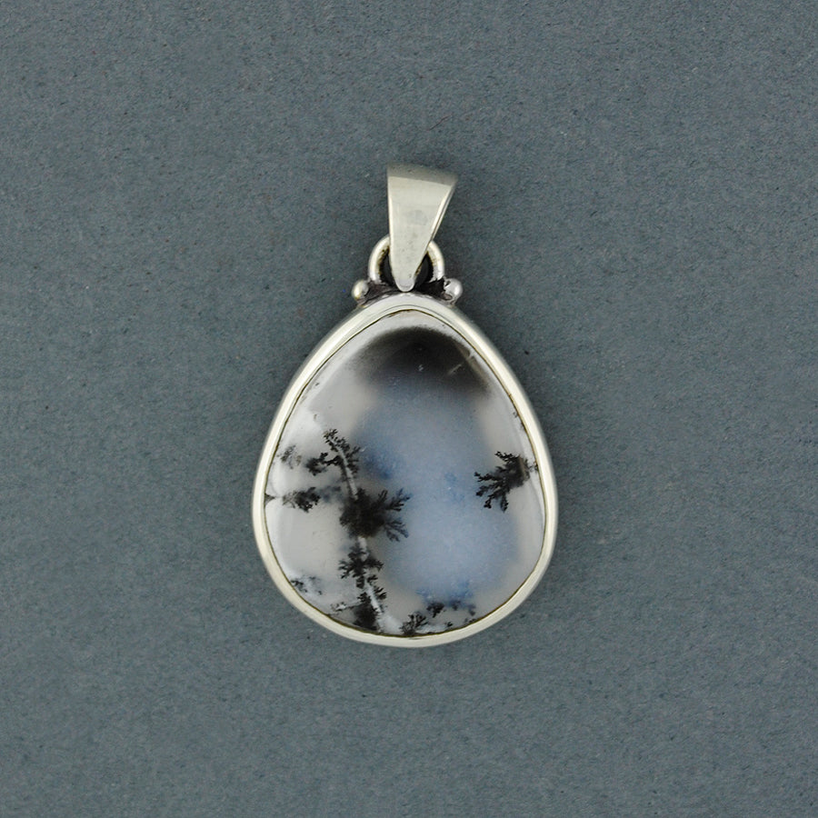 Sterling Silver Dendrite Agate Small Rounded Triangle Pendant