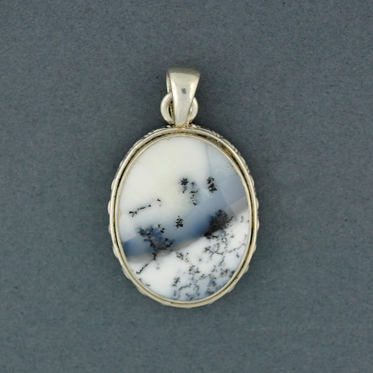 Dendrite Agate Faceted Small Oval Pendant
