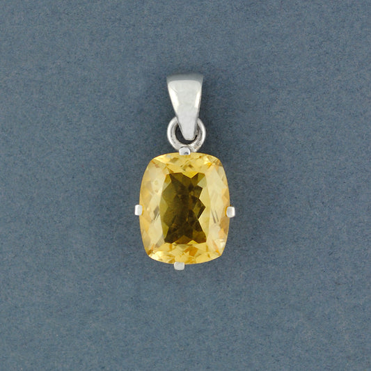 Sterling Silver Citrine Cushion Cut Pendant