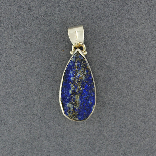 Sterling Silver Rough Lapis Teardrop Pendant