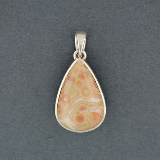 Sterling Silver Ocean Jasper Peach Teardrop Pendant