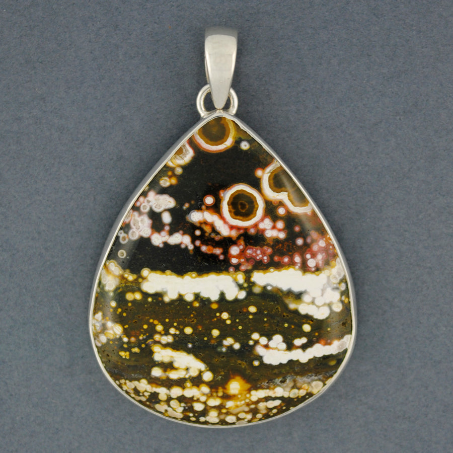 Sterling Silver Ocean Jasper Large Teardrop Pendant