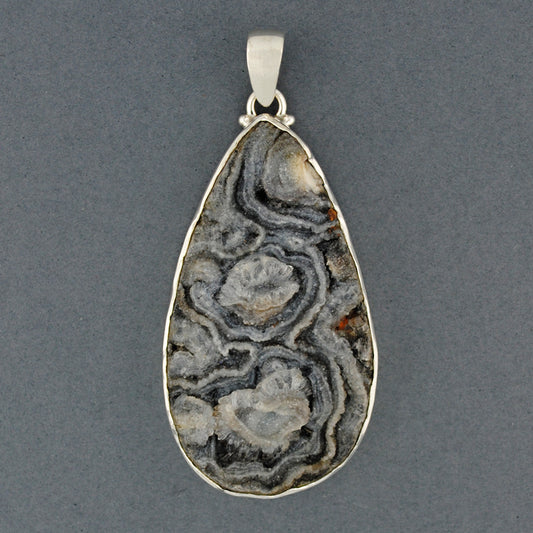 Sterling Silver Desert Druzy Long Teardrop Pendant