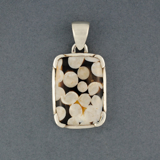 Sterling Silver Peanut Wood Small Rectangle Pendant