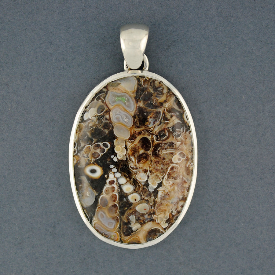 Sterling Silver Turritella Large Oval Pendant