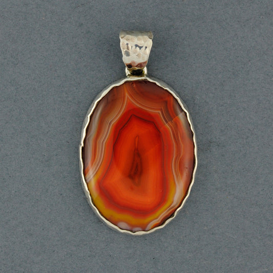 Botswana Agate Orange Oval Pendant