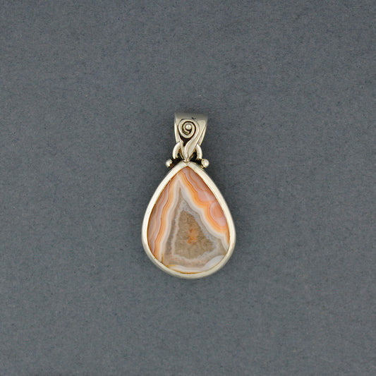 Sterling Silver Botswana Agate Spiral Mini Pendant
