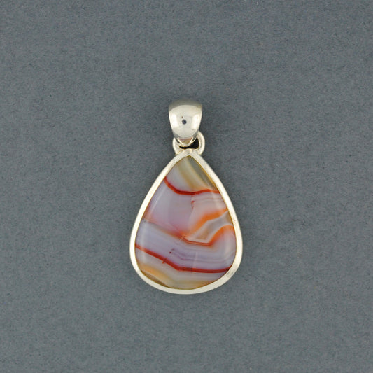 Sterling Silver Botswana agate Small Striped Teardrop Pendant