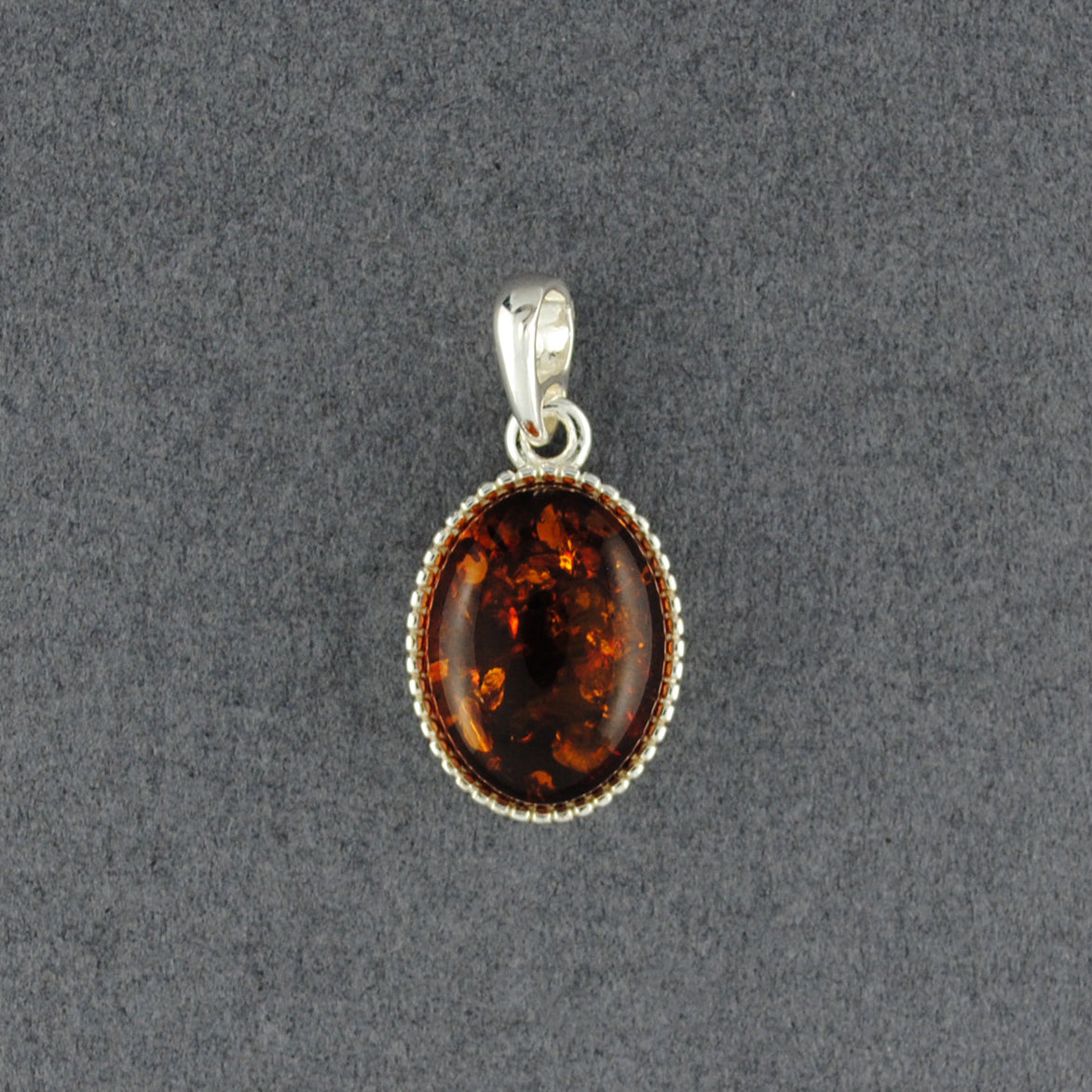 Amber Dotted Oval Pendant