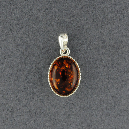 Amber Dotted Oval Pendant