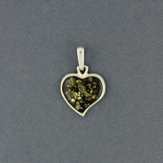 Green Amber Heart Pendant