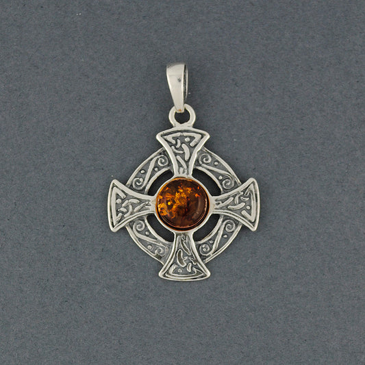 Amber Celtic Shield Pendant