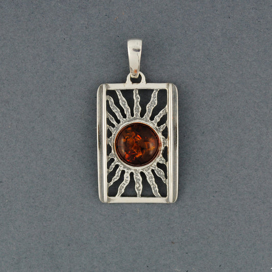 Amber Sun In Rectangle Pendant