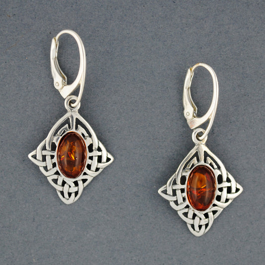 Amber Celtic Shield Earrings