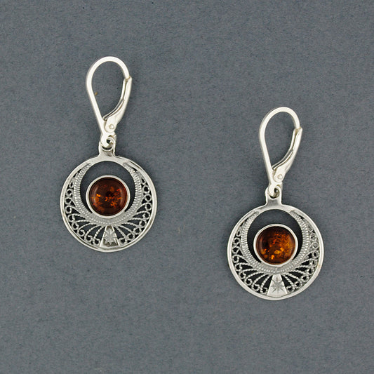 Amber Scroll Circle Earrings