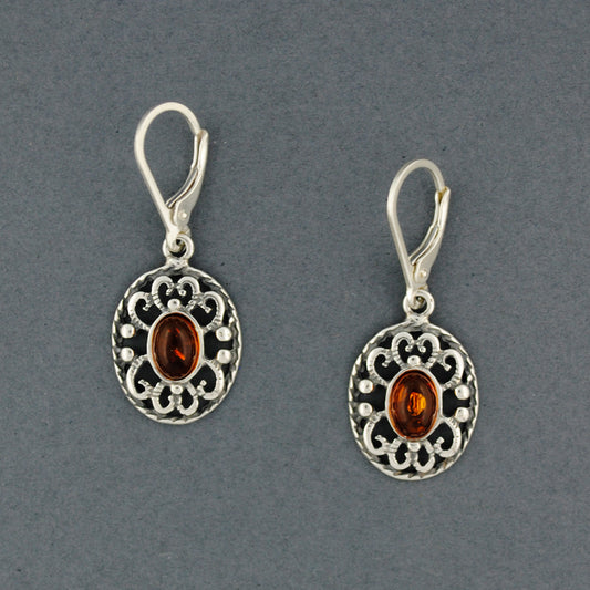 Amber Scroll Oval Earrings