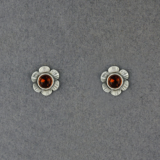 Amber Large Flower Post Earrings