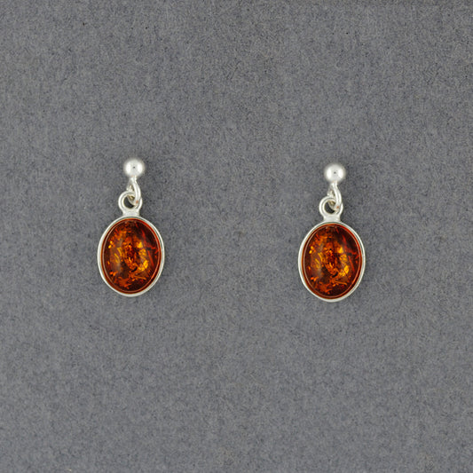 Amber Oval Dangle Post Earrings