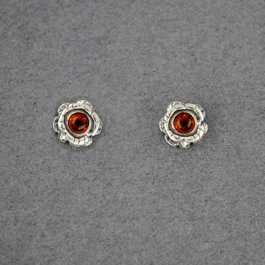 Amber Small Flower Post Earrings
