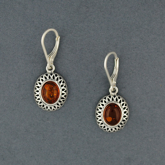Amber Ribbon Oval Earrings
