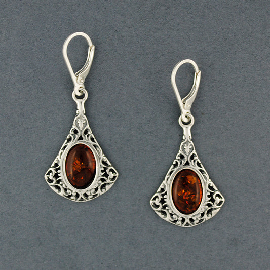 Amber Filigree Dangle Earrings