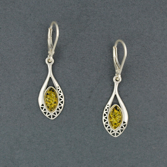 Green Amber Modern Drop Earrings