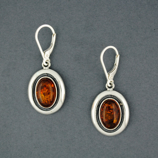 Amber Oval Wide Bezel Earrings