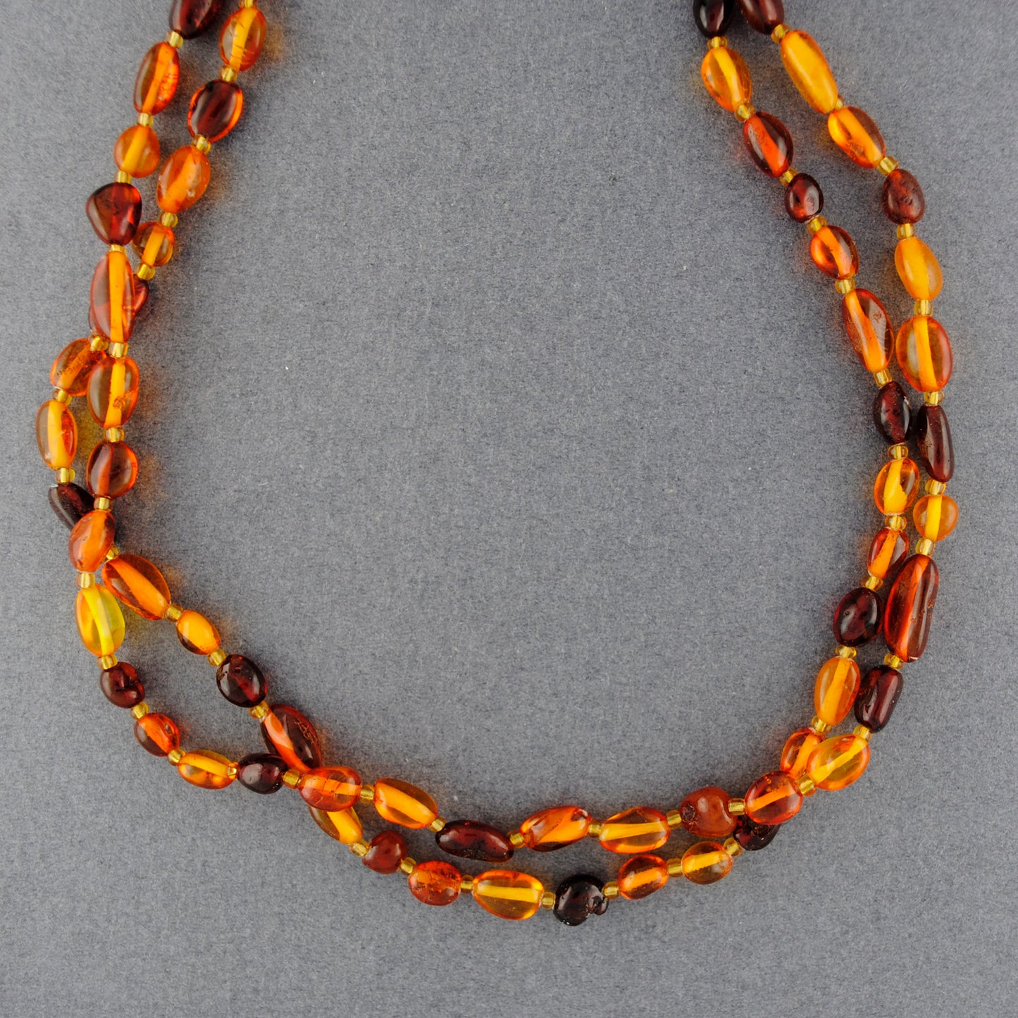 Amber Oval & Circle Beaded Necklace