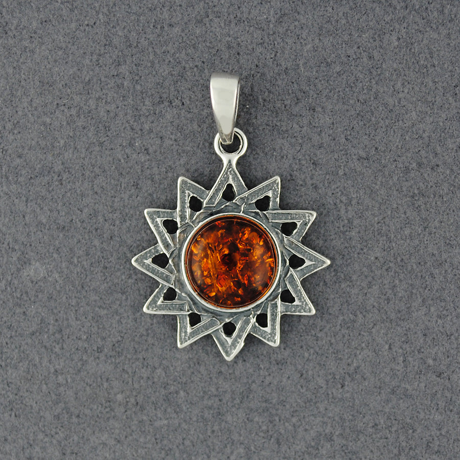 Amber Zig Zag Sun Pendant