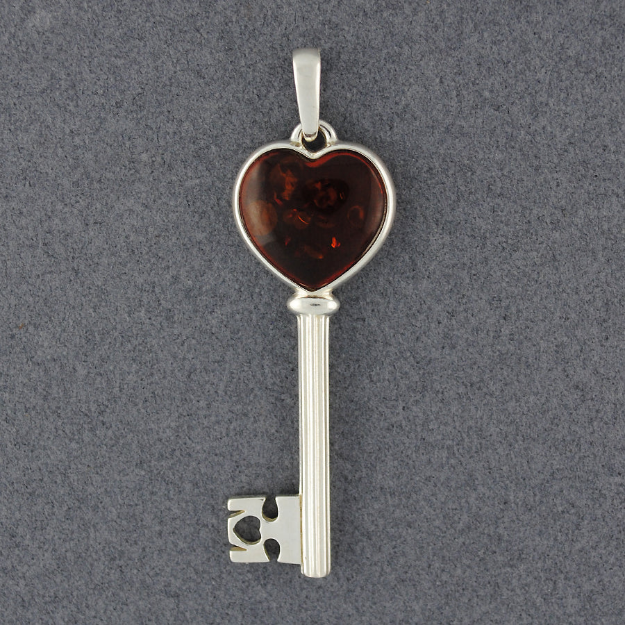 Amber Large Heart Key Pendant