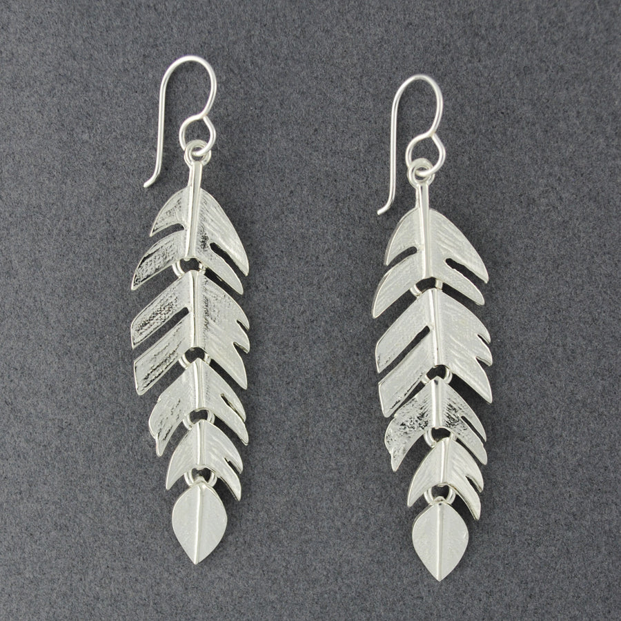 Sterling Silver Brushed Feather Earrings
