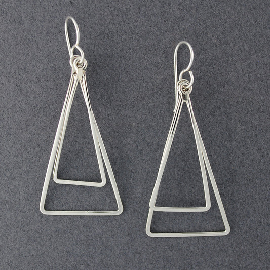 Sterling Silver Double Open Triangle Earrings