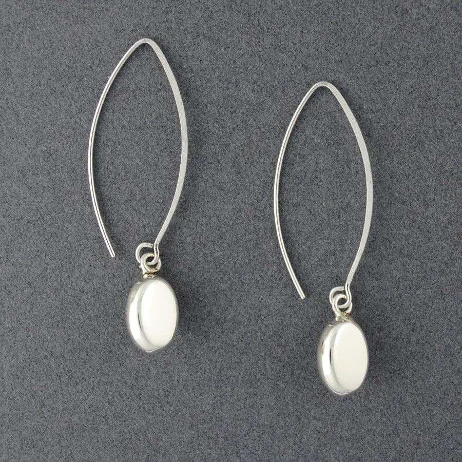 Sterling Silver Oval on Long Wire Earrings
