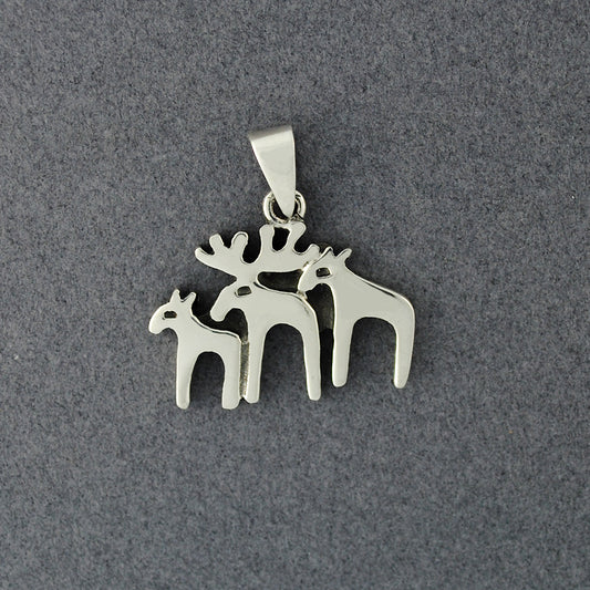 Sterling Silver Moose Family Pendant
