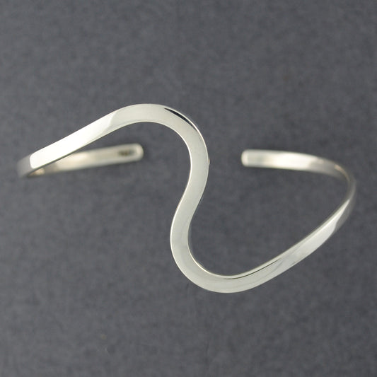 Sterling Silver Flat Wave Cuff Bracelet