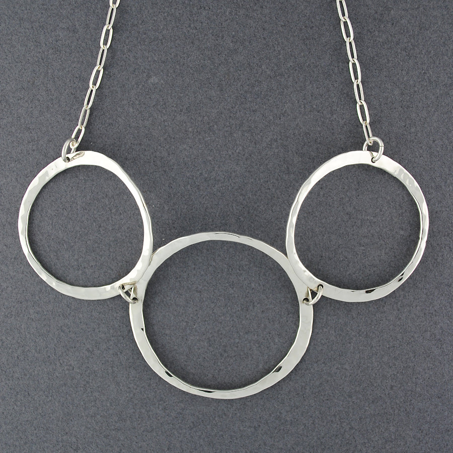 Sterling Silver 3 Hammered Circles Necklace