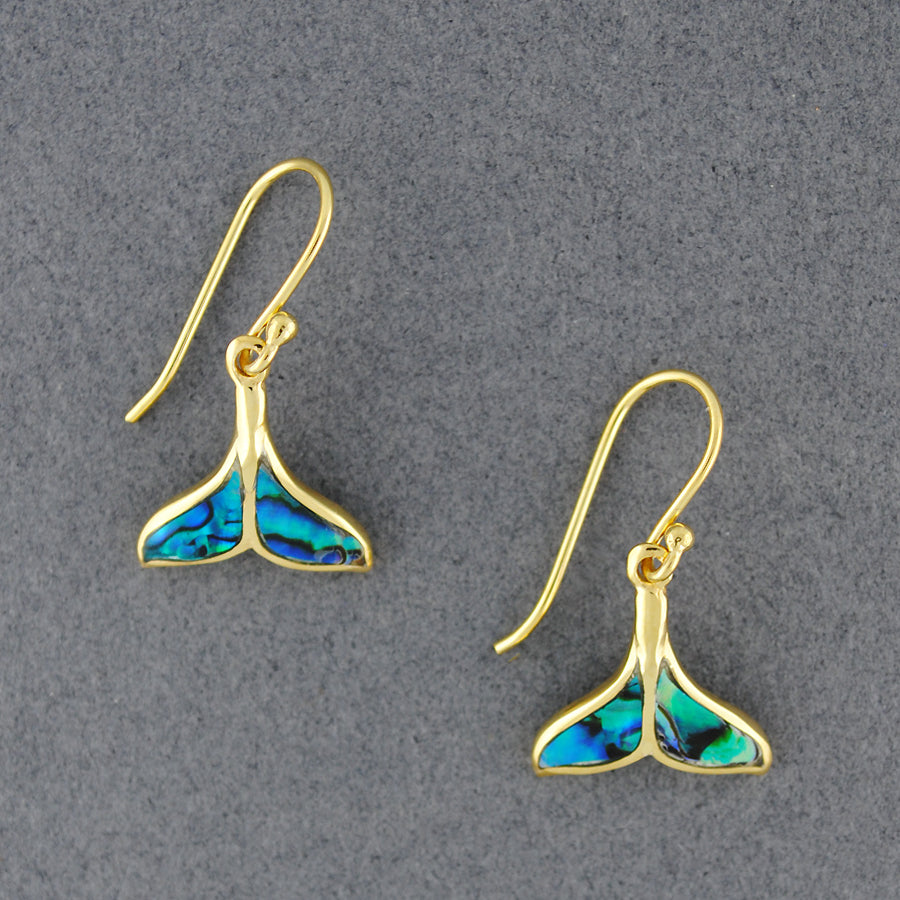 Gold Vermeil Paua Whale Tail Earrings