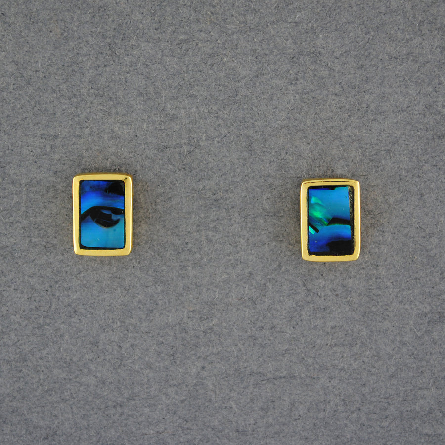 Gold Vermeil Paua Rectangle Post Earrings