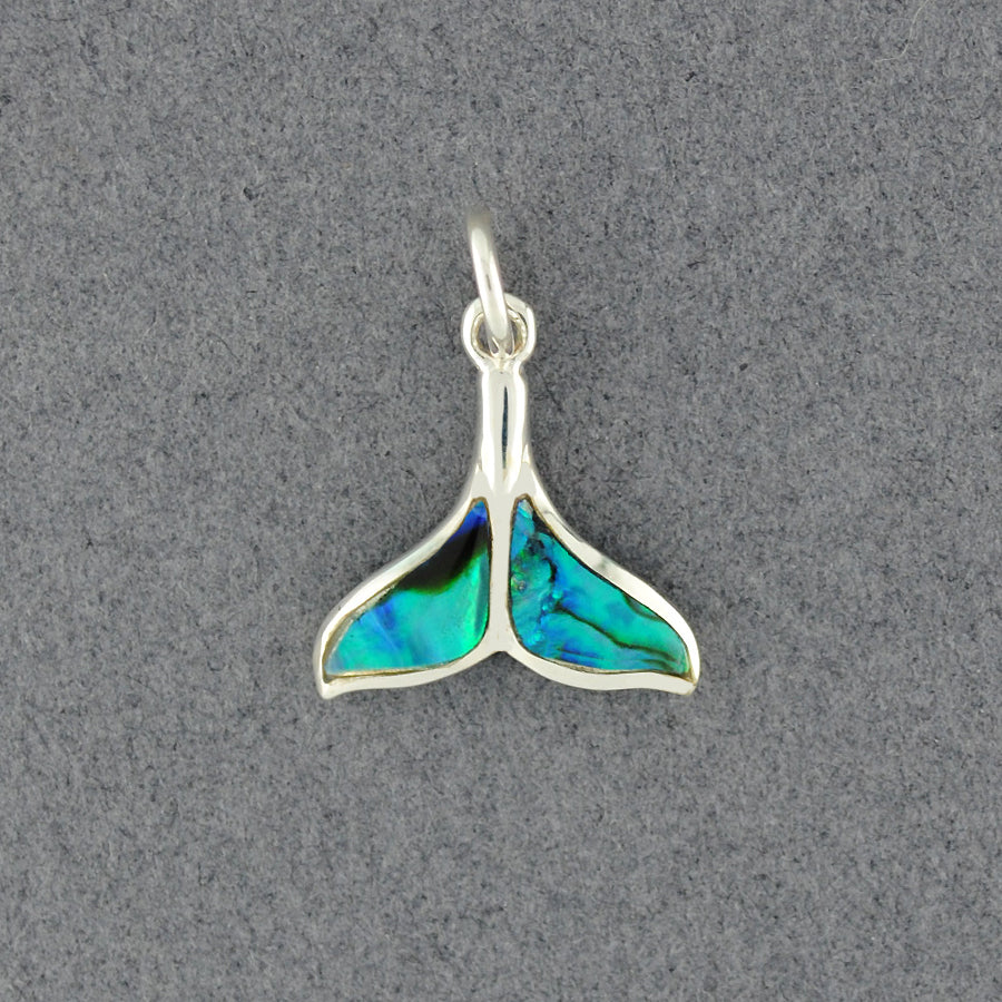 Sterling Silver Paua Small Whale Tail Pendant