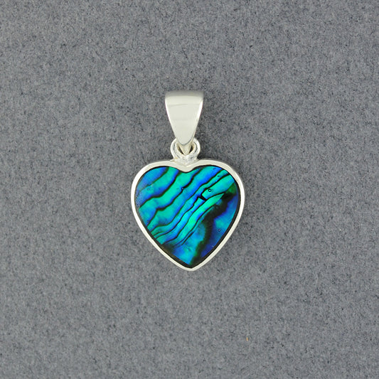 Sterling Silver Paua Heart Pendant