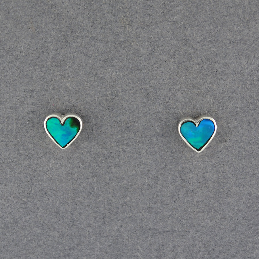 Sterling Silver Paua Heart Post Earrings