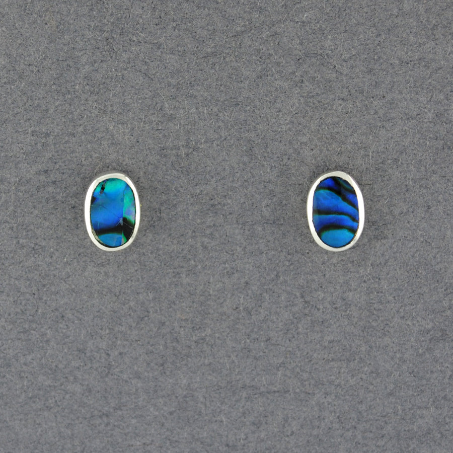 Sterling Silver Paua Oval Post Earrings