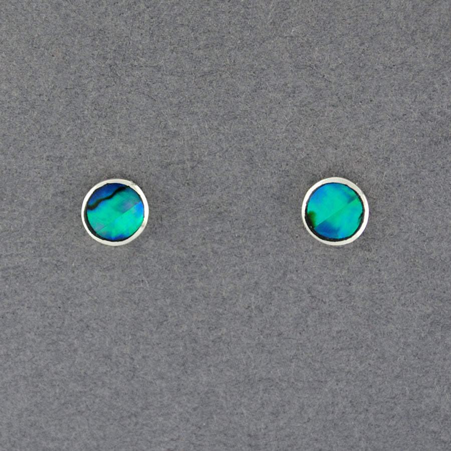 Sterling Silver Paua Circle Post Earrings