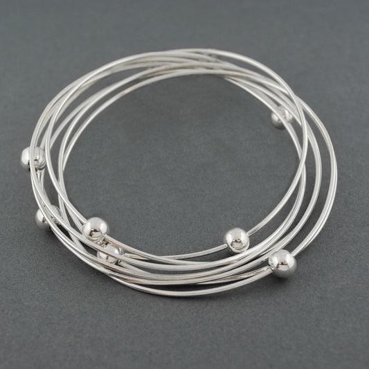 Sterling Silver Floating Spheres Bangle
