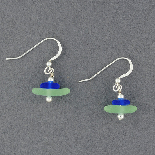 Sterling Silver Ocean Sea Glass Stack Earrings