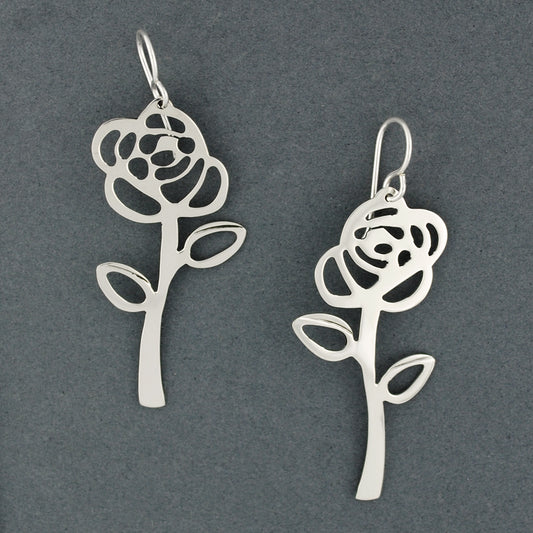 Sterling Silver Cutout Rose Earrings