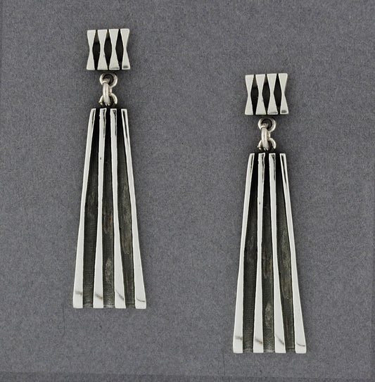 Sterling Silver Antiqued Lines with Post Earrings