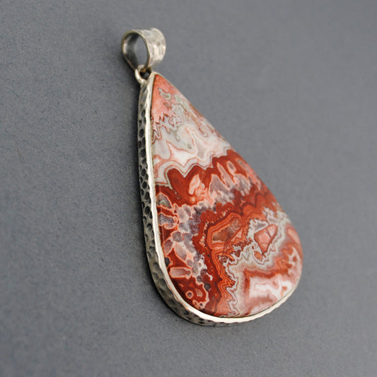 Sterling Silver Crazy Lace Agate Large Teardrop Pendant