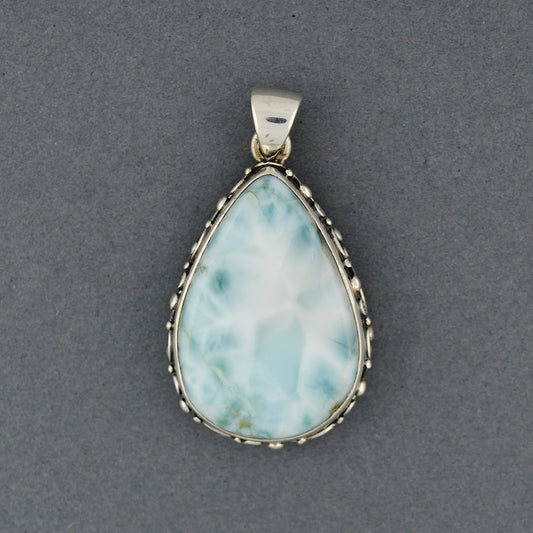 Sterling Silver Larimar Fancy Teardrop Pendant
