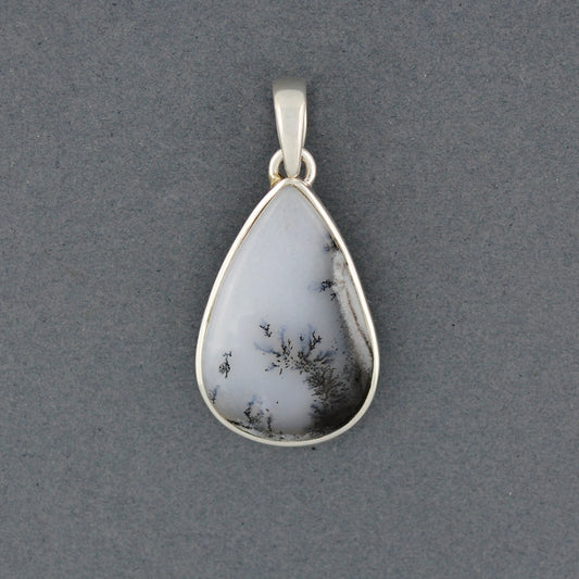 Sterling Silver Dendrite Agate Small Teardrop Pendant